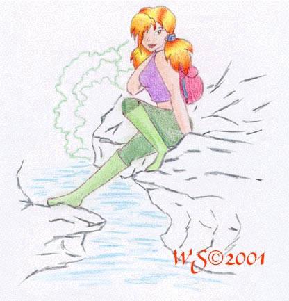 girl sitting on a rock