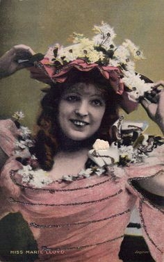 A colourised image of Marie Lloyd, a famous music hall star