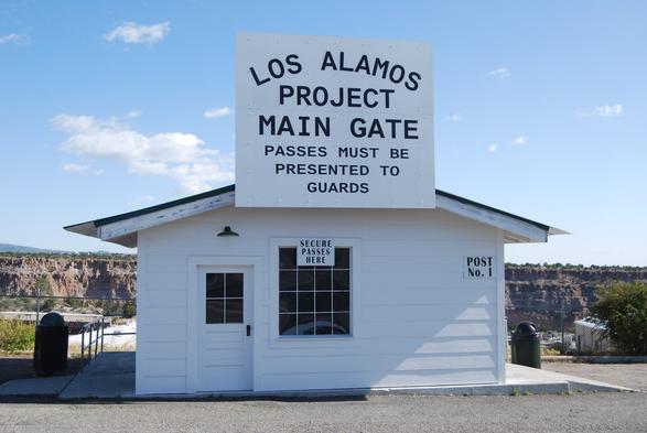 A replica of the entrance to Los Alamos during the Manhattan Project.
