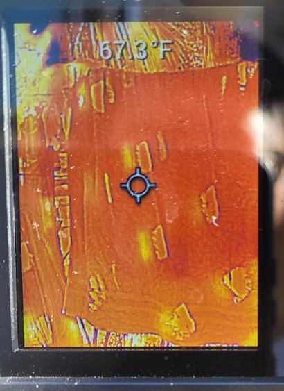 71F surface temp on flir, mottled pattern due to patio cover