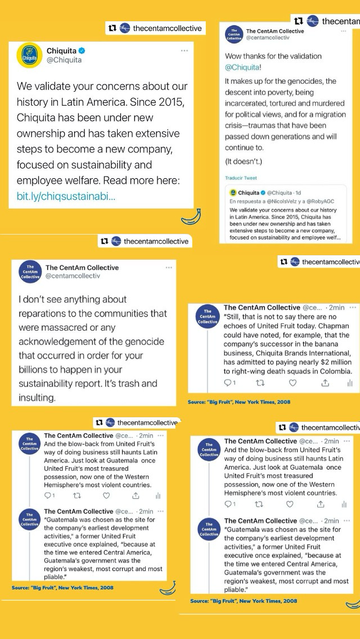 It is an collage of Twitter conversation between the Centamcollective and Chiquita