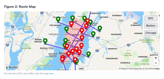 The route maps, overlaid on an OSM map.