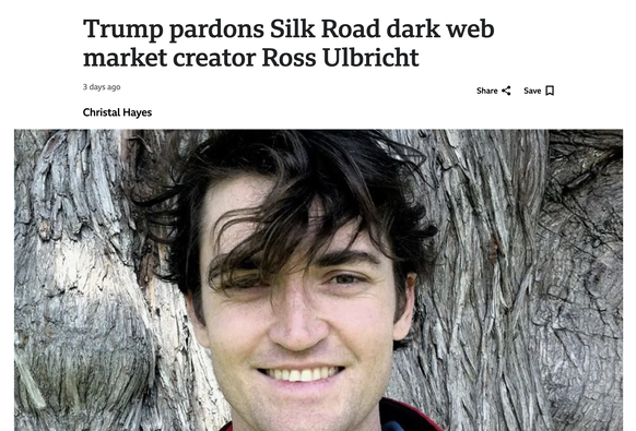 Trump Pardons Silk Road dark web market creator Ross Ulbricht