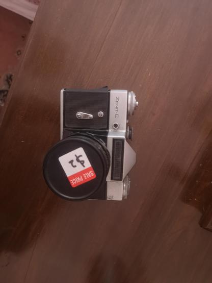 Zenit-e camera with $2 price tag, dirty but in good condition