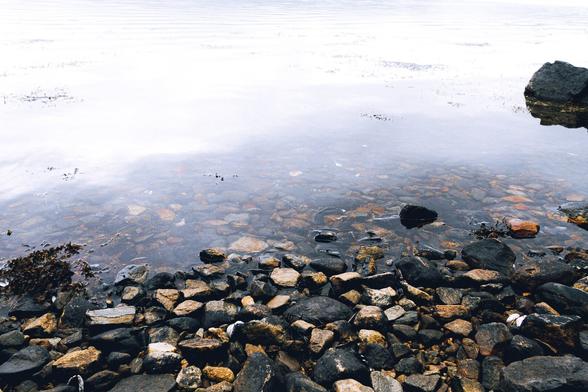 Rocky shore with calm water