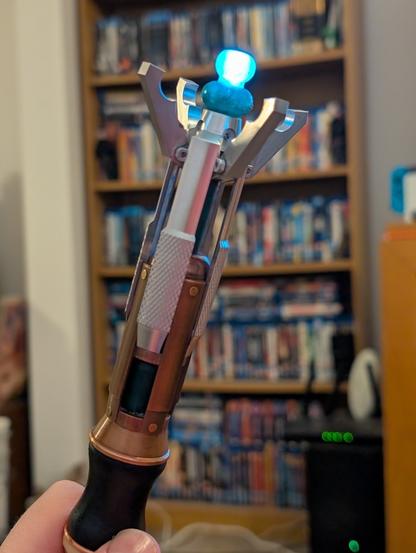 flicked open mode of an 11th doctor sonic screwdriver prop replica