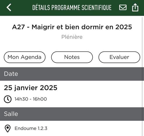 Session « Maigrir et bien dormir en 2025 » du Congrès de Pneumologie de Langue Française qui ressemble un peu trop à une bonne résolution de la nouvelle année que je ne tiendrai jamais 😭