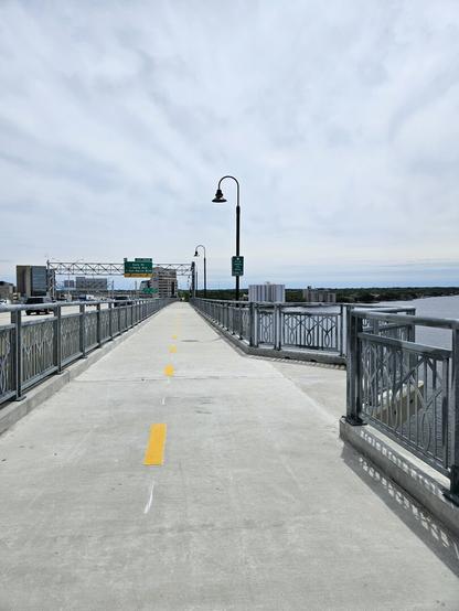Approaching an observation deck near top of bridge.
