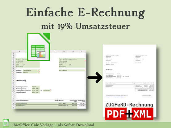Einfache E-Rechnung mit 19% Umsatzsteuer