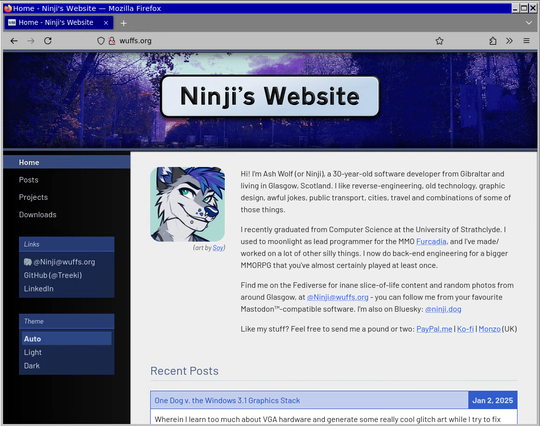 Screenshot of the website under wuffs.org