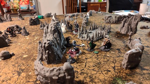 One Page Rules Out of the Shadows narrative campaign Mission 6 heroes battling Shadow Stalkers Spectres.