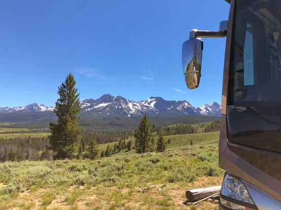 Our camping spot overlooking the Sawtooth Valley