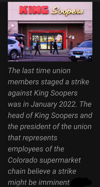 The head of Colorado's King Soopers and the president of the union that represents employees of the Colorado supermarket chain believe a strike might be imminent after contracts expired Jan. 17. 