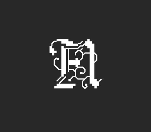 Capital A, 21 points high, blackletter style with plant ornaments.
Source: “Cross stitch letters Bible”, Valérie Lejeune