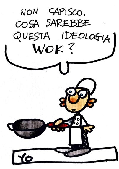 Un cuoco osserva il suo wok - 'NOn capisco, cosa sarebbe questa ideologia wok?'