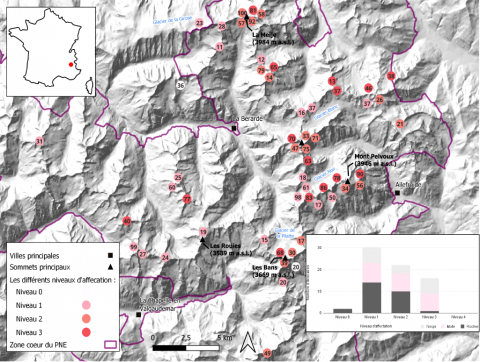 Map: Route locations and modification levels of moutaineering caused by climate change.
Author: Mathis Arnaud