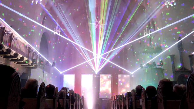 Schnappschuss der Lasershow zu Sgt. Pepper's Loneley Hearts Club Band