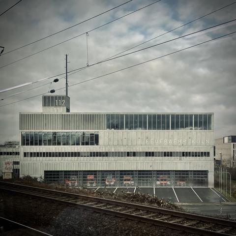 Building of a fire department in Cologne. The official emergency number 112 was put in big, simple digits on the windows of the building‘s tower.