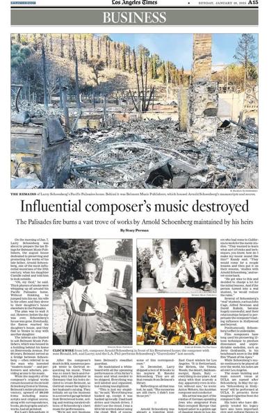 The Palisades fire burns a vast trove of works by Arnold Schoenberg maintained by his heirs