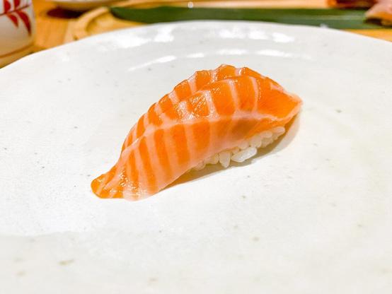 Salmon Nigiri from Kenbey Sushi in Los Angeles.