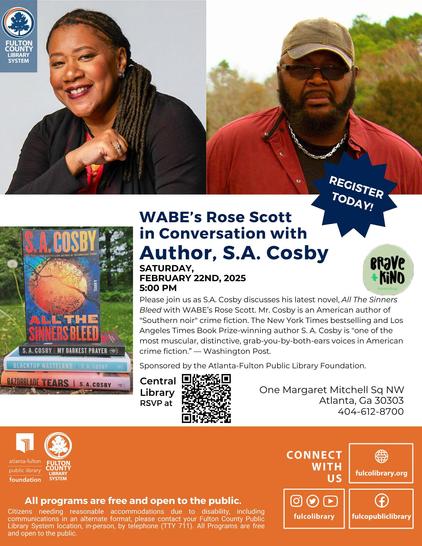 Poster with registration link for February event at the Central Library.  Register at https://fulcolibrary.bibliocommons.com/events/6753539aea8663456a220f73