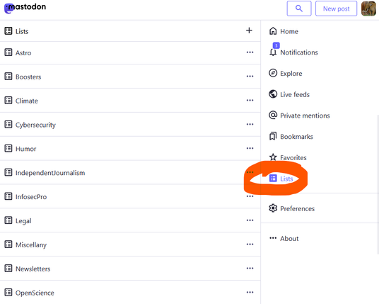 Screenshot of Astro List feed