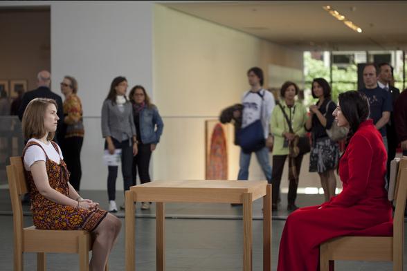 March 14, 2010–May 31, 2010. IN2112.124. Photograph by Jonathan Muzikar

During a gallery performance, artist Marina Abramovic sits on the right side of a small square table and a stranger sits on the left side. They stare at each other while an audience watches.
