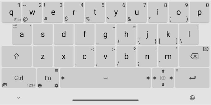 A screenshot of the Unexpected Keyboard for Android, which features a secondary key symbols in the corners of a standard QWERTY layout.

The fn key in the lower left is conspicuously missing the ALT modifier.