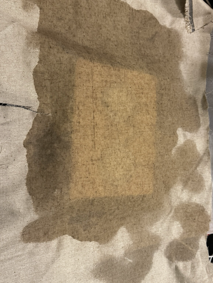 Linen sprayed with fabric stiffener