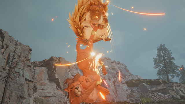 another screenshot from the same scene but now you can see the enemy critter's amusingly pained expression as red kicks him square in the chin