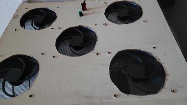 Fan mounted on existing Corsi Rosenthal cube