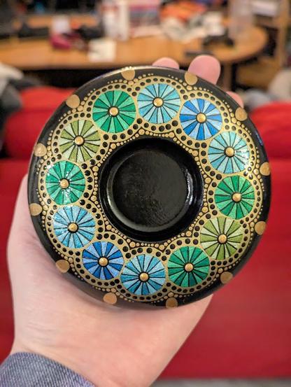 The same tealight candle holder, but photographed from the top, showing more of the symmetry.