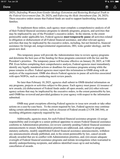 Page 2 of a memo from the Office of Management and Budget