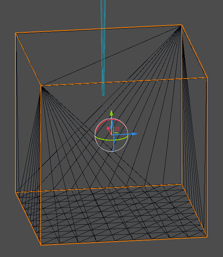 Showing a CSGMesh3D with a BoxMesh subdivided by 8. Weird triangles going up the sides like Spiderman had too much wine!
