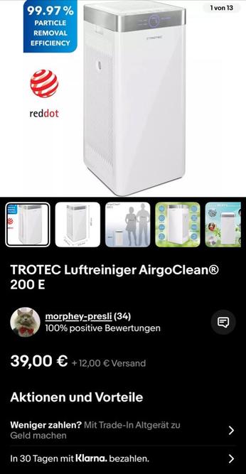 Screenshot eBay Angebot Trotec 200E.