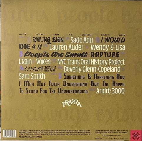 Rückseite des Covers mit den Künstlern: 
Sade Adu, Lauren Auder + Wendy & Lisa, L‘Rain + Voices, NYC Trans Oral History Project, Beverly Glenn-Copeland + Sam Smith, André 3000