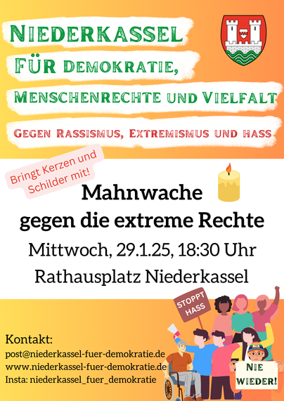 Bild mit Infos zu der Mahnwache. Infos siehe Text.