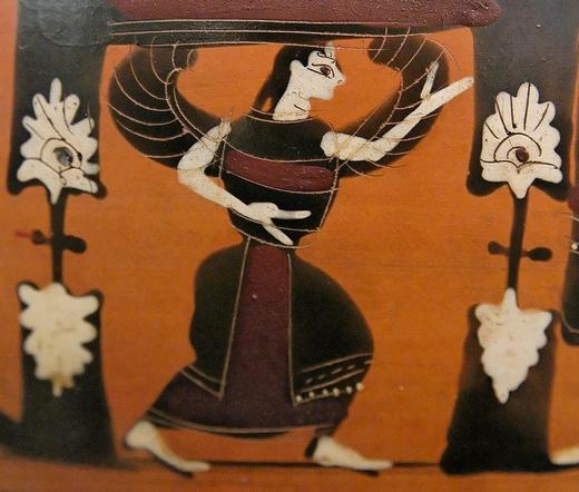 Ancient Greek depiction of a winged goddess, possibly Metis
