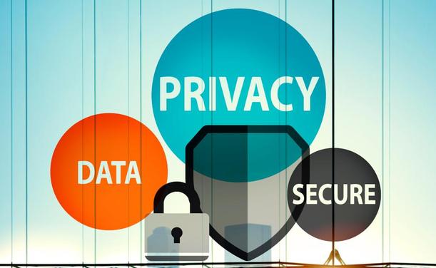 Padlock and a shield in front of three circles: DATA | PRIVACY | SECURE (123rf_free-photo_44733288_privacy-data-secure-protection-safety-concept)