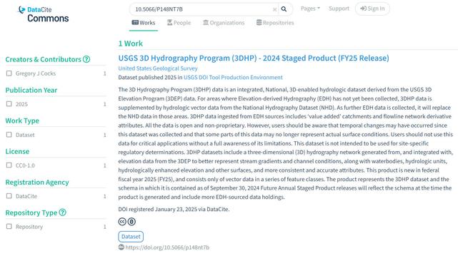 screen shot - DateCite repository new record - 3DHP datasets
