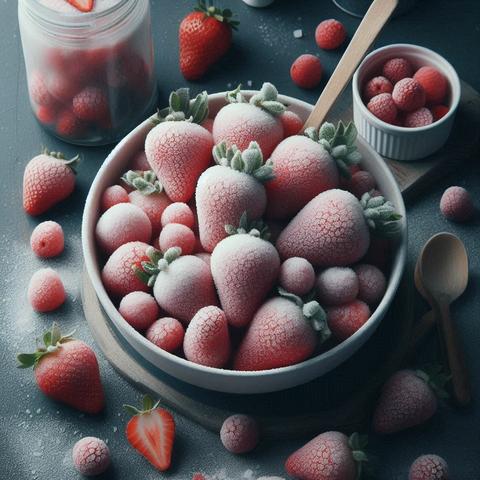 Tief-gefrorene Erdbeeren
