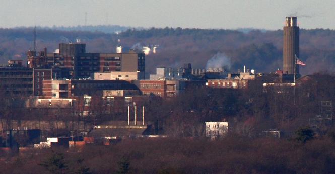 New England Baptist Hospital, Parker Hill Avenue, Boston MA photographed from Buck Hill.