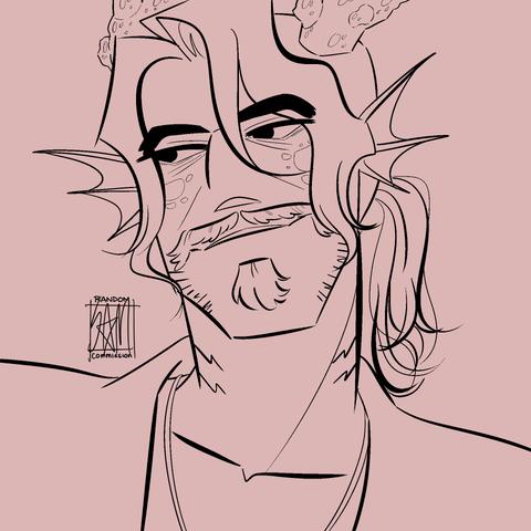 A line-art portrait of Finnegrin from The Dragon Prince