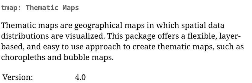 A screenshot of the tmap CRAN webpage.