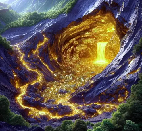 generata AI Giacimenti minerari di oro all'interno dei vulcani