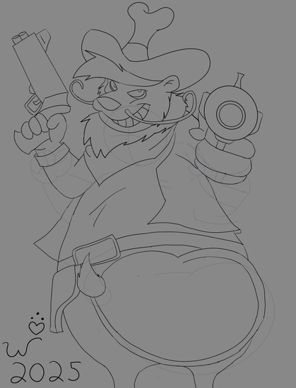 Bandit dual wielding guns, pantsless. (Bonkers)