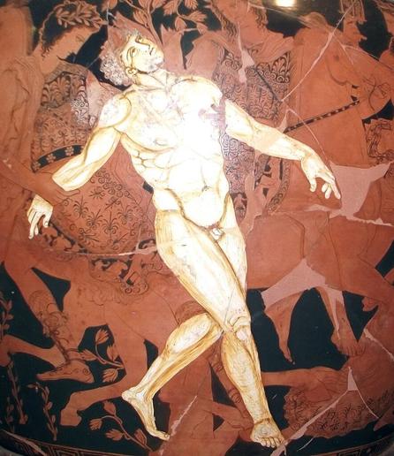 The death of Talos, as depicted on an Athenian Volute Krater circa 400 BCE.