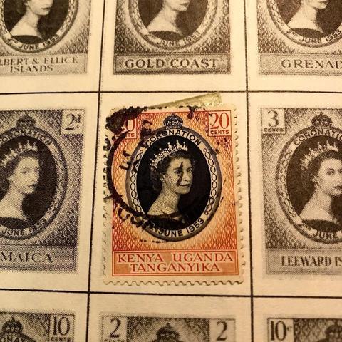 a book of vintage stamps.