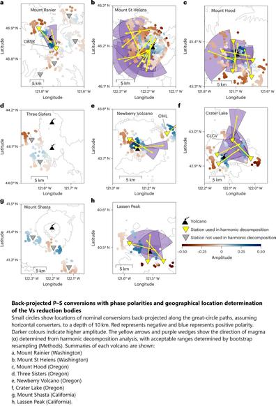 maps/charts - Back-projected P–S conversions with phase polarities and geographical location determination of the Vs reduction bodies