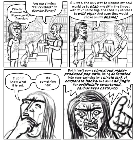 A short comic about a music snob.